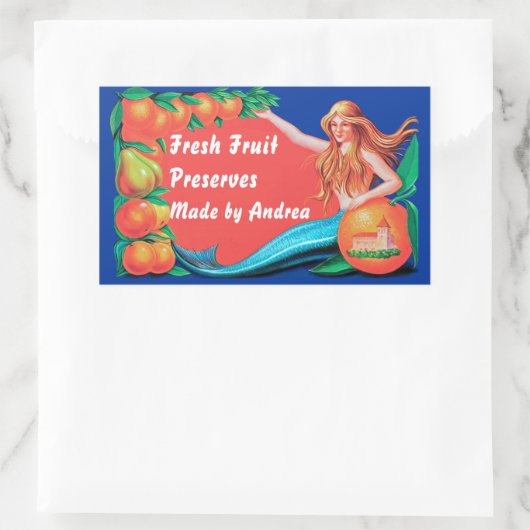 Mermaid und Fruchtsaftkleber Rechteckiger Aufkleber (Tasche)