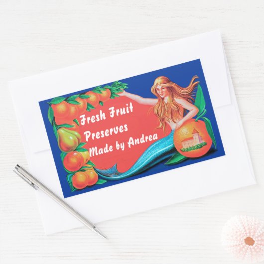Mermaid und Fruchtsaftkleber Rechteckiger Aufkleber (Umschlag)