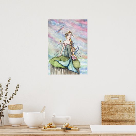 Mermaid und Little Fairy Poster Print (Küche)