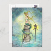 Mermaid und Moon Fantasy Art von Molly Harrison Postkarte (Vorne/Hinten)