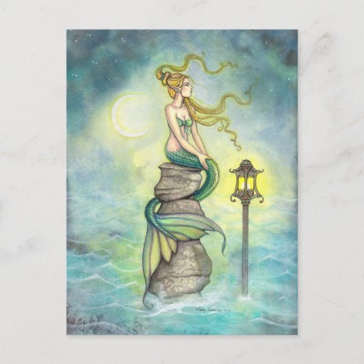 Mermaid und Moon Fantasy Art von Molly Harrison Postkarte (Vorderseite)