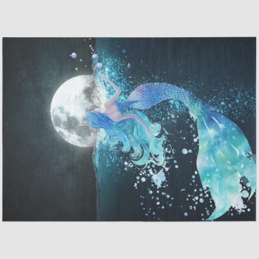 Mermaid und Moon Tissue Paper Seidenpapier (Vorderseite)