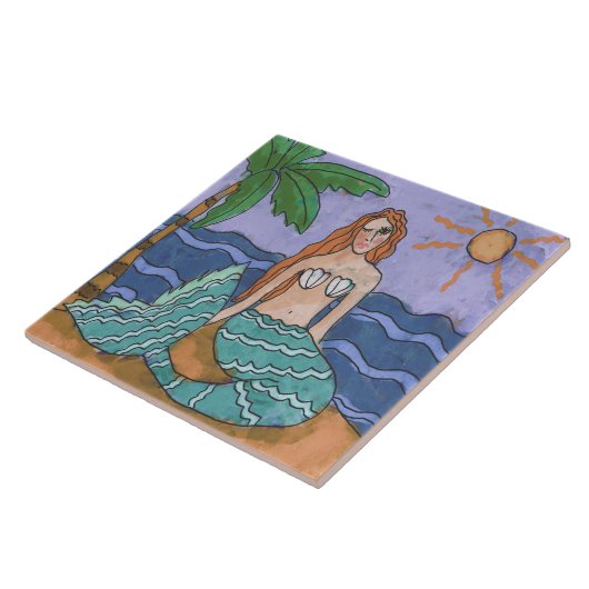 Mermaid und Palm Tree Abstrakte Kunst Fliese (Seite)