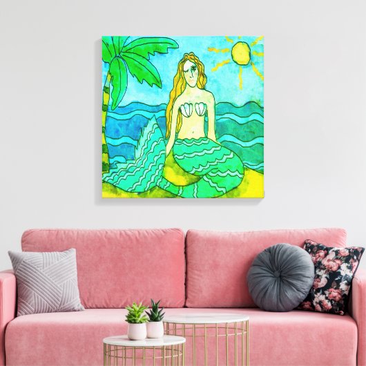 Mermaid und Palm Tree Leinwanddruck (Insitu (Wohnzimmer))