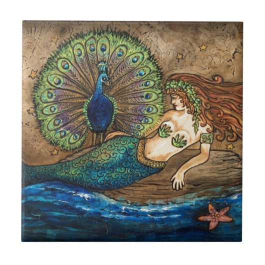 Mermaid und Peacock Fliese (Vorderseite)