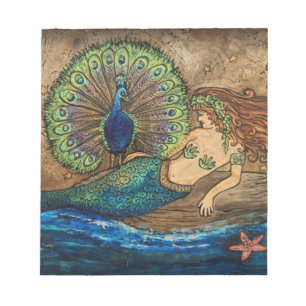 Mermaid und Peacock Notizblock