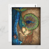 Mermaid und Peacock Postkarte (Vorne/Hinten)