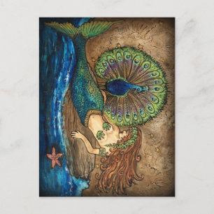 Mermaid und Peacock Postkarte