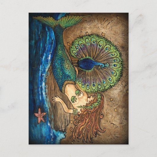 Mermaid und Peacock Postkarte (Vorderseite)