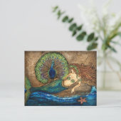 Mermaid und Peacock Postkarte (Stehend Vorderseite)
