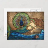 Mermaid und Peacock Postkarte (Vorne/Hinten)