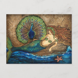 Mermaid und Peacock Postkarte