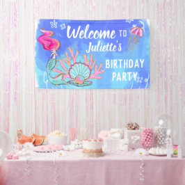Mermaid und Pearl Clam Birthday Banner