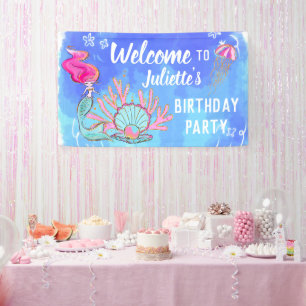 Mermaid und Pearl Clam Birthday Banner
