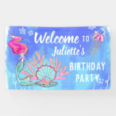 Mermaid und Pearl Clam Birthday Banner (Horizontal)