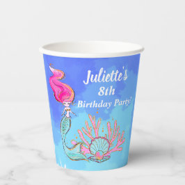 Mermaid und Pearl Clam Birthday Pappbecher