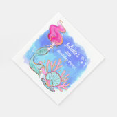 Mermaid und Pearl Clam Birthday Serviette (Ecke)