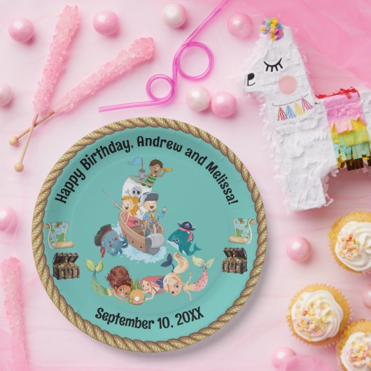 Mermaid und Pirate Birthday Pappteller (Party)