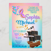 Mermaid und Pirate Birthday Party Einladung (Vorne/Hinten)