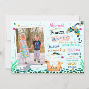 Mermaid und Pirate Geburtstagseinladung Boy Girl Einladung