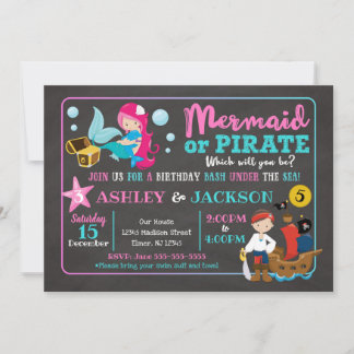 Mermaid und Pirate Joint Birthday Einladung
