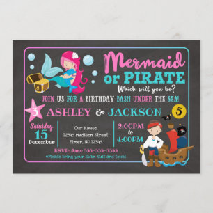 Mermaid und Pirate Joint Birthday Einladung