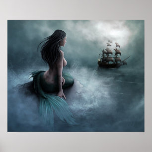 Mermaid und Pirate Ship Poster