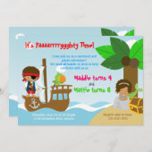 Mermaid und Pirate Twins Joint Birthday Party Einladung (Vorne/Hinten)