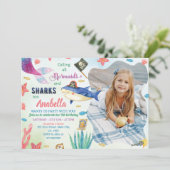 Mermaid und Pirates zum Geburtstag Einladung (Stehend Vorderseite)