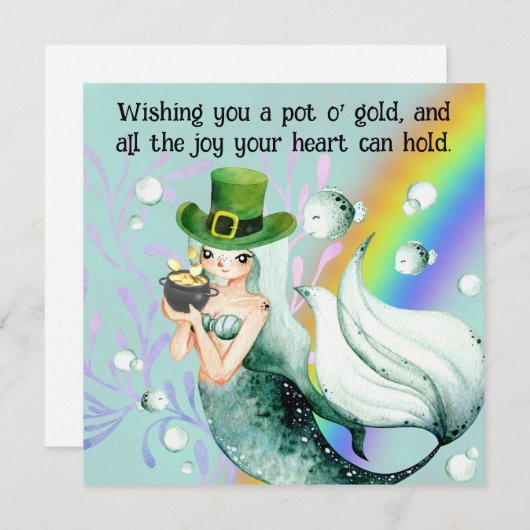 Mermaid und Pot o' Gold St. Patrick's Day Card (Vorne/Hinten)