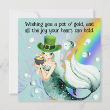 Mermaid und Pot o' Gold St. Patrick's Day Card