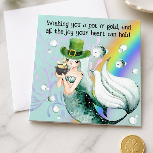 Mermaid und Pot o' Gold St. Patrick's Day Card