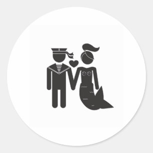 Mermaid und Sailor-Aufkleber Runder Aufkleber