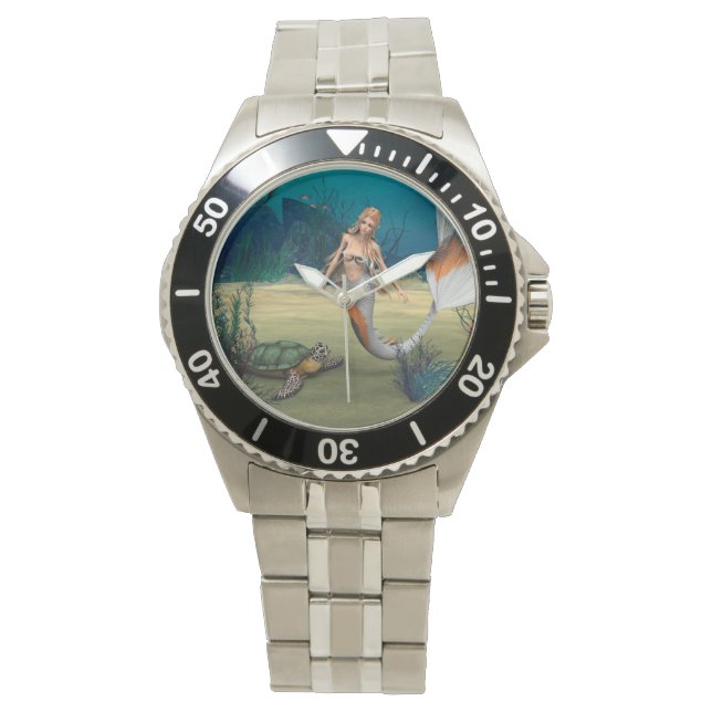 Mermaid und Turtle Armbanduhr (Vorderseite)