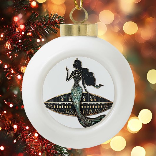 Mermaid und UFO Keramik Kugel-Ornament