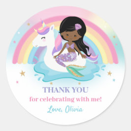 Mermaid und Unicorn Pool Geburtstagsparty Gefallen Runder Aufkleber