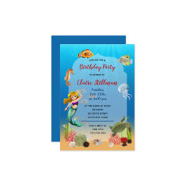 Mermaid Under Sea Adventure Geburtstagsparty Einla Karte
