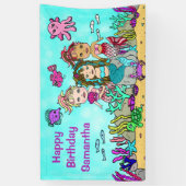 Mermaid Under Sea Birthday Banner (Vertikal)