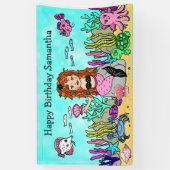Mermaid Under Sea Birthday Banner (Vertikal)