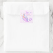 Mermaid Under Sea Birthday Party Danke Quadratischer Aufkleber (Tasche)
