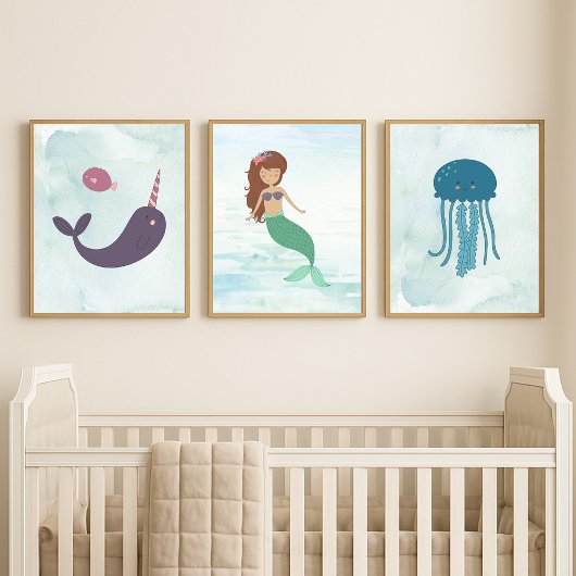 Mermaid Under The Sea 3 Print Set