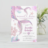 Mermaid Under The Sea Baby Shower Invitation Einladung (Stehend Vorderseite)