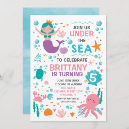 Mermaid Under the Sea birthday invitation Einladung