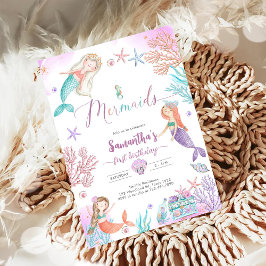 Mermaid Under The Sea Birthday Invitation Einladung