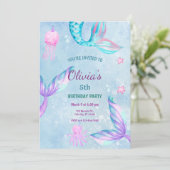 Mermaid Under The Sea Birthday Party Einladung (Stehend Vorderseite)