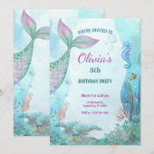 Mermaid Under The Sea Birthday Party Einladung (Vorne/Hinten)