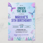 Mermaid Under the Sea Birthday Party Invitation Einladung (Vorderseite)
