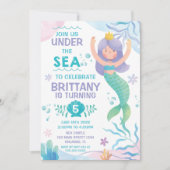 Mermaid Under the Sea cute birthday invitation Einladung (Vorderseite)