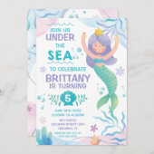 Mermaid Under the Sea cute birthday invitation Einladung (Vorne/Hinten)