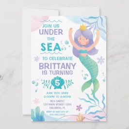 Mermaid Under the Sea cute birthday invitation Einladung